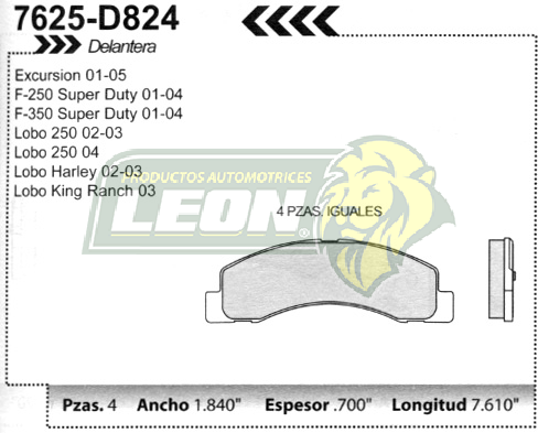 BALATA F.D. R.D. FORD EXCURSION, F-250, F-350 01-05