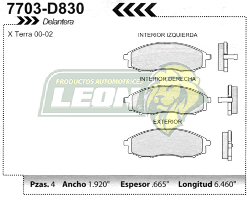 BALATA F.D. R.D. NISSAN X-TERRA 00-02, QUEST 03