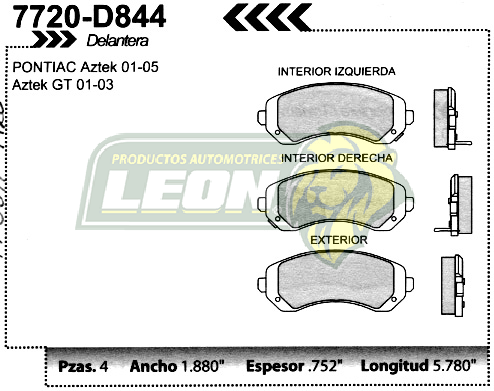 BALATA F.D. R.D. G.M. VENTURE 03-04, AZTEK 01-04