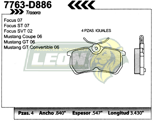 BALATA F.D. R.T. FORD FOCUS SVT 01-04, MUSTANG GT 06-08