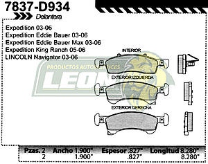 BALATA F.D. R.D. FORD EXPEDITION 03-04, TOWN CAR 93-06, NAVIGATOR 03-04