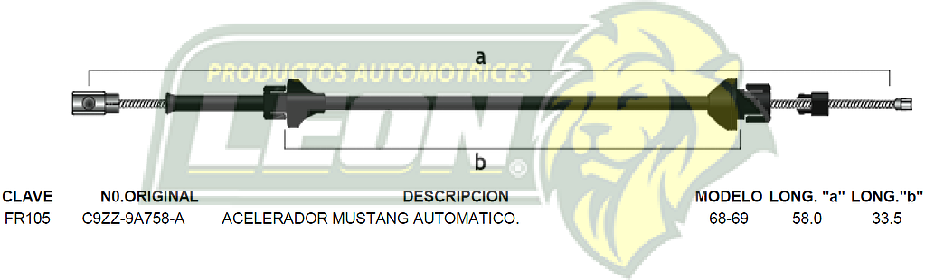 CHICOTE ACEL. MUSTANG AUT. 68-69