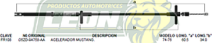 CHICOTE ACEL. MUSTANG 74-76