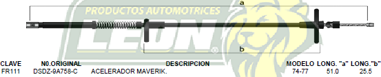 CHICOTE ACEL. MAVERICK 74-77