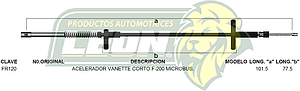 CHICOTE ACEL. VANETTE CORTO F-200 MICROBUS