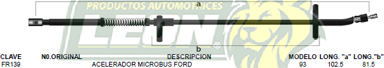 CHICOTE ACEL. MICROBUS FORD 93