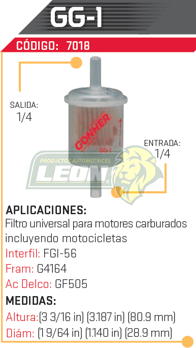 FILTRO GASOLINA VW SEDAN 70-92 PLASTICO