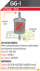 FILTRO GASOLINA VW SEDAN 70-92 PLASTICO