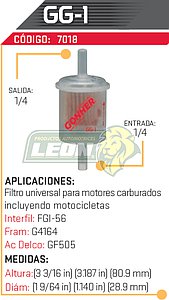FILTRO GASOLINA VW SEDAN 70-92 PLASTICO