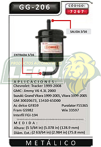 FILTRO GASOLINA G.M. TRACKER