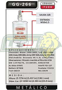 FILTRO GASOLINA G.M. PK-UP S-10, TRUK XTREME, BLAZER V6 3.0L 97-98