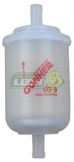 FILTRO GASOLINA UNIVERSAL GRANDE FORD, G.M., DODGE 3/8 C/MANGUERAS (PLASTICO)