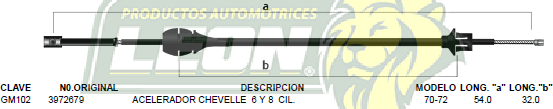 CHICOTE ACEL. CHEVELLE 6, 8 Cil. 70-72