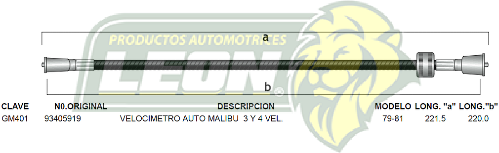 CHICOTE VELOC. AUTO MALIBU 3 Y 4 VELOC. 79-81