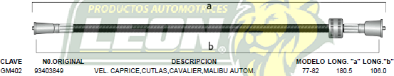 CHICOTE VELOC. CAMIONETA C-10, C-30 CHEYENNE STD. 73-84