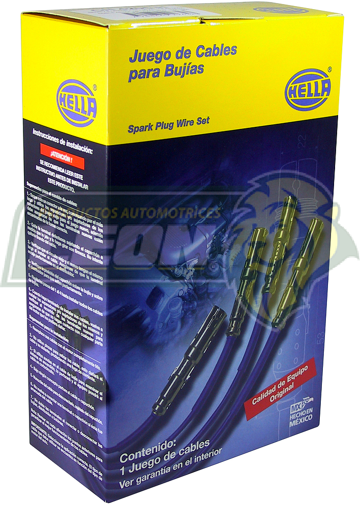 JUEGO DE CABLE BUJIA CUTLASS Y EUROSPORT 2a. GEN., CENTURY (CAPUCHON RECTO) 6C. 2.8, 3.1L 89-94 (6 CABLES) SILICON 8mm HELLA (CB-110, L-4110, 040-915)