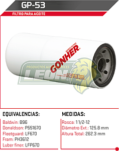 FILTRO ACEITE G.M. DETROIT DIESEL, AUTOBUS MARCO POLO, INTERNACIONAL, BIG-CAM S. PESADO
