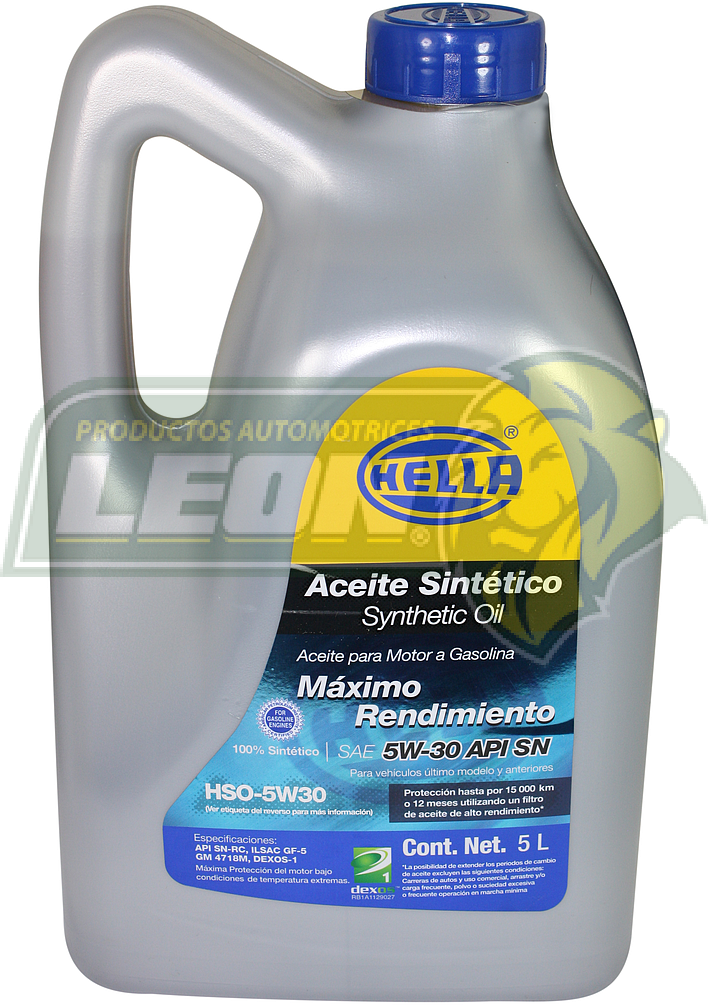ACEITE PARA MOTOR DE GASOLINA SINTETICO (AUTOS MODERNOS) SAE5W30 5 Lt.