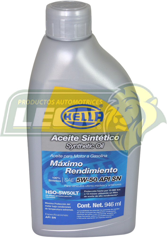 ACEITE PARA MOTOR DE GASOLINA SINTETICO (AUTOS MODERNOS) SAE5W50 1 Lt.