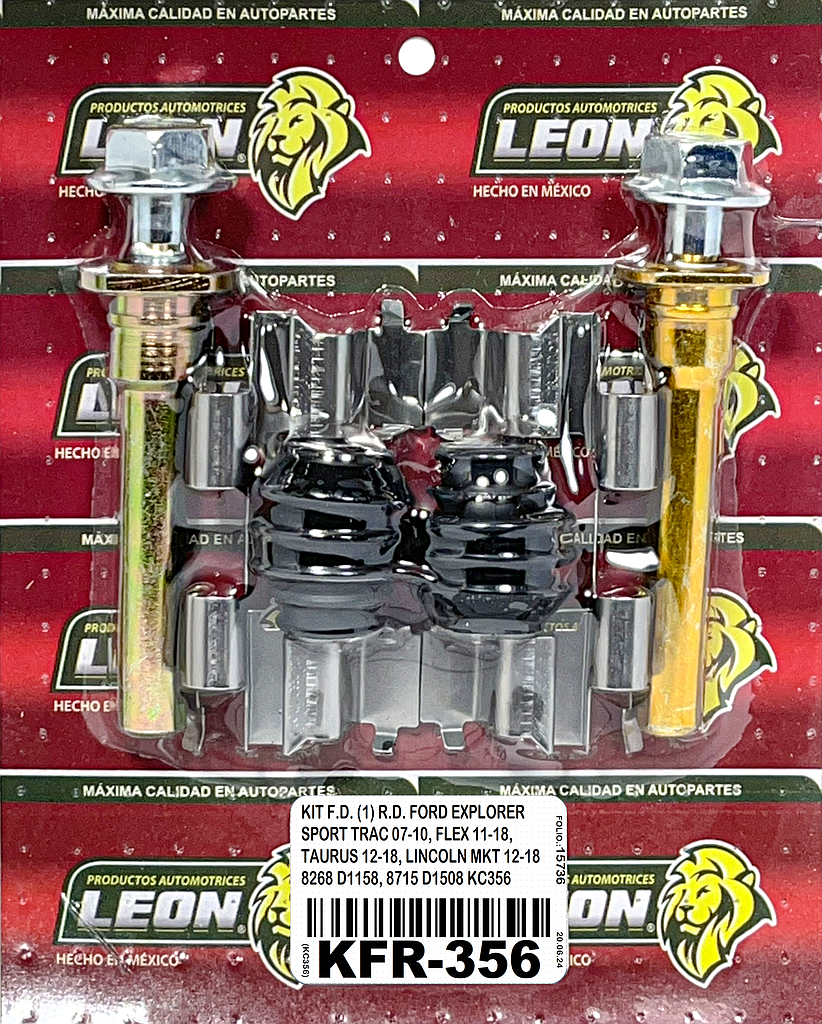 KIT F.D. (1) R.D. FORD EXPLORER SPORT TRAC 07-10, FLEX 11-18, TAURUS 12-18, LINCOLN MKT 12-18 8268 D1158, 8715 D1508 KC356
