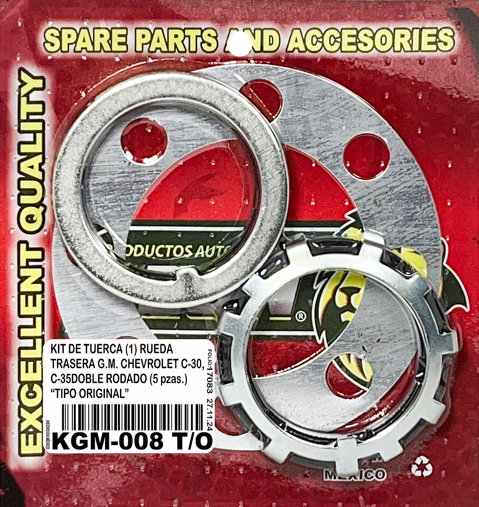 KIT TUERCA (1) R.T. G.M. C30 89-00, C35 89-00 DOBLE RODADO 2”-16H. “TIPO ORIGINAL”