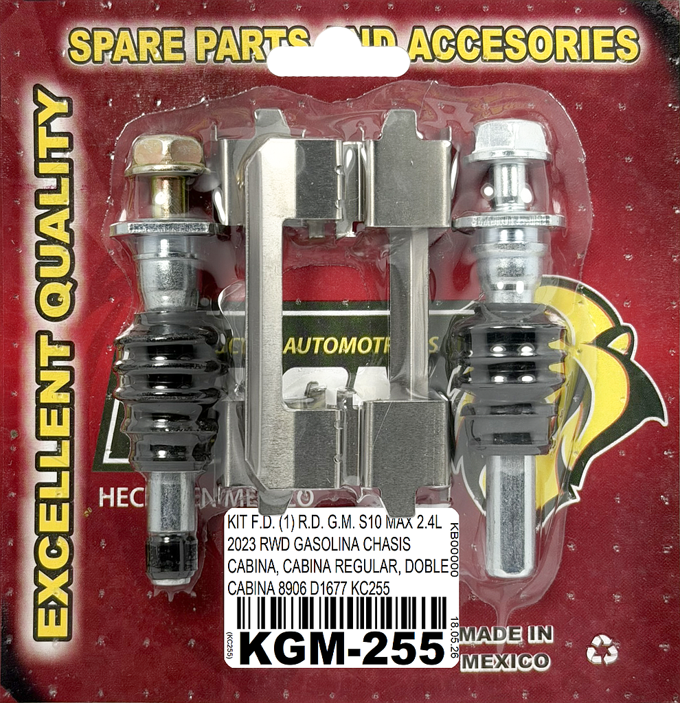 KIT F.D. (1) R.D. G.M. S10 MAX 2.4L 2023 RWD GASOLINA CHASIS CABINA, CABINA REGULAR, DOBLE CABINA 8906 D1677 KC255