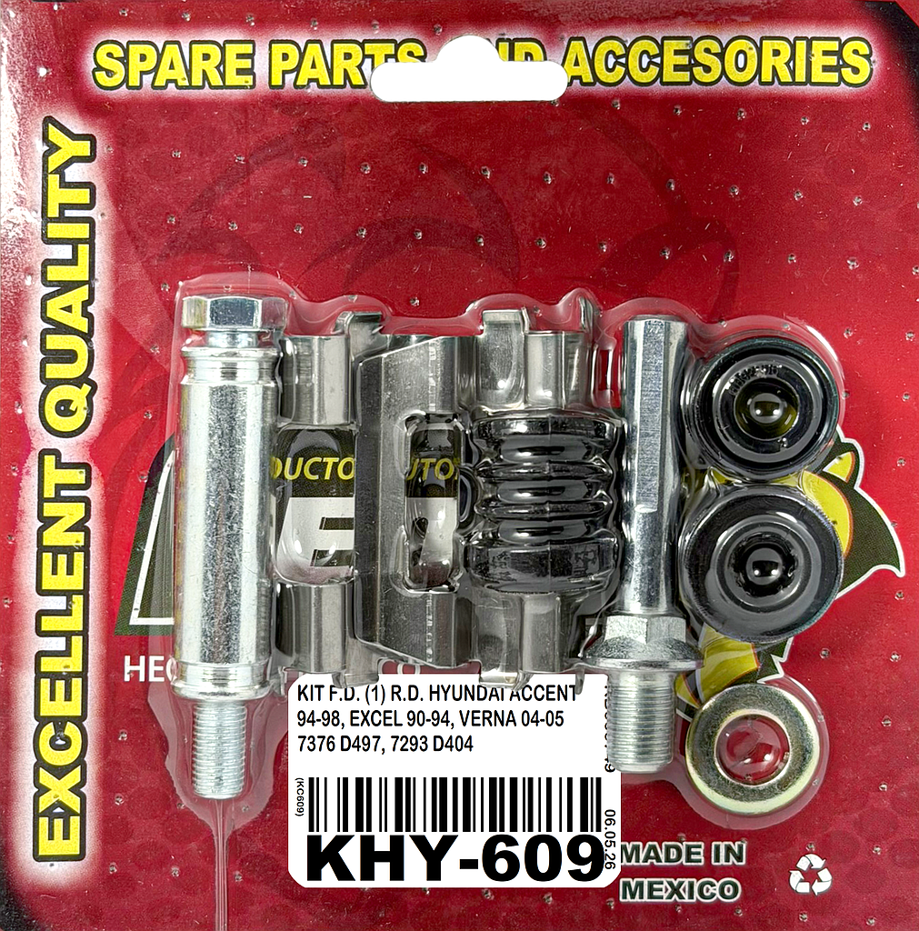 KIT F.D. (1) R.D. HYUNDAI ACCENT 94-05, EXCEL 89-94, VERNA 04-06, GETZ 02-11, SCOUPE 89-96 7376 D497, 7293 D404 KC609