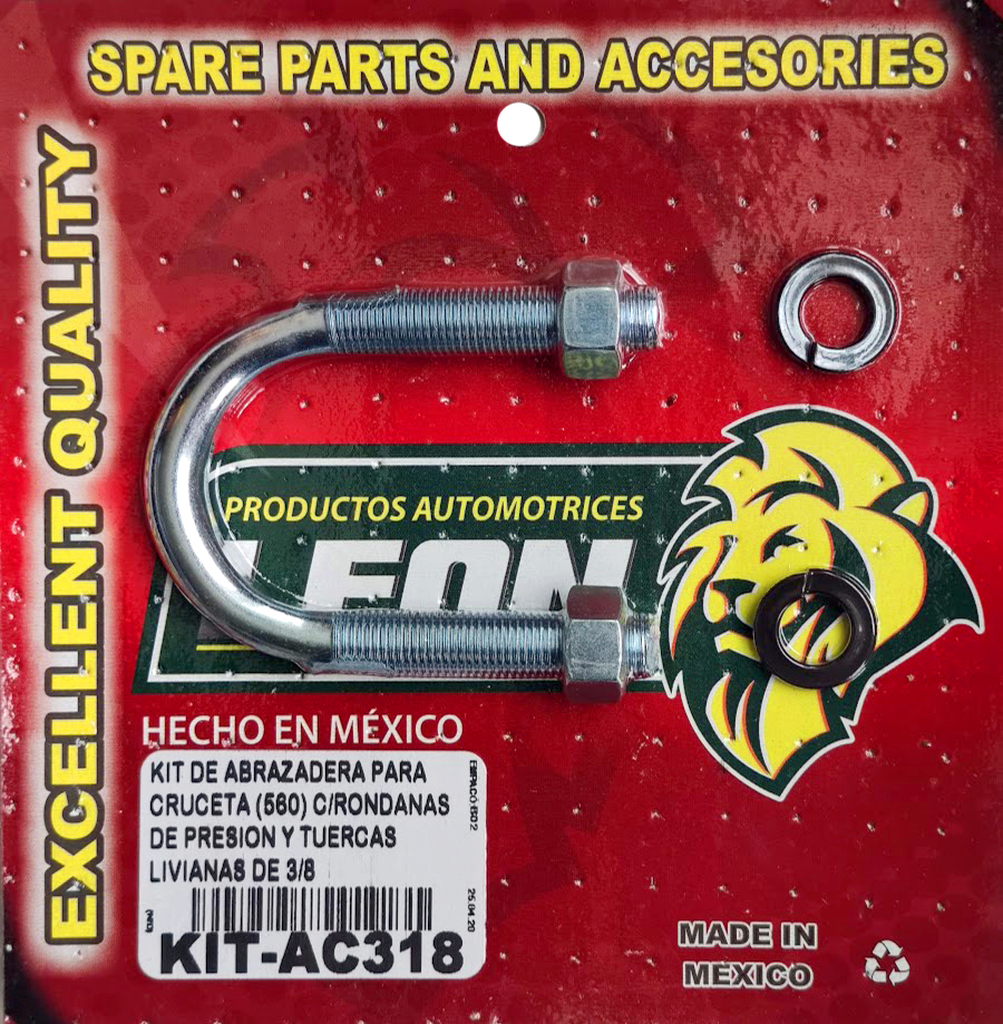 KIT DE ABRAZADERA PARA CRUCETA (560) C/RONDANAS DE PRESION Y TUERCAS LIVIANAS DE 3/8