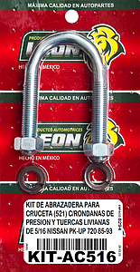 KIT DE ABRAZADERA PARA CRUCETA (521) C/RONDANAS DE PRESION Y TUERCAS LIVIANAS DE 5/16 NISSAN PK-UP 720 85-93