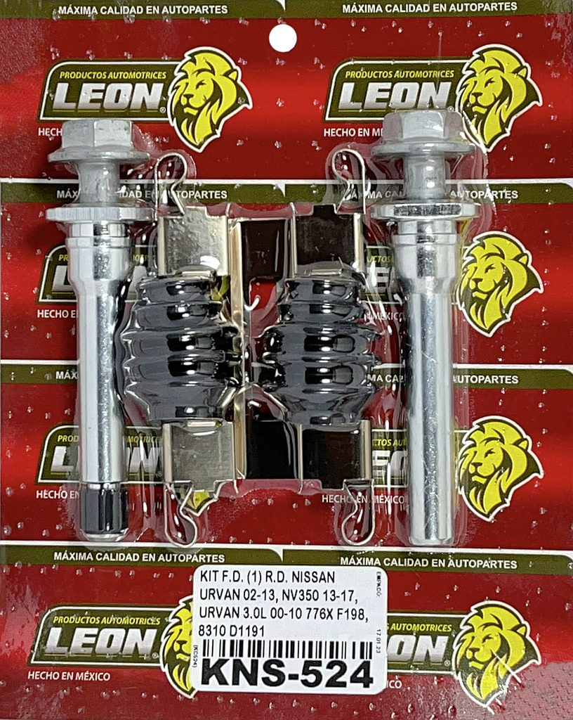 KIT F.D. (1) R.D. NISSAN URVAN 02-13, NV350 13-17, URVAN 3.0L 00-10 776X F198, 8310 D1191 KC524