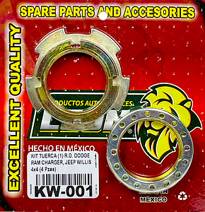 KIT TUERCA (1) R.D. DODGE RAM CHARGER, JEEP WILLIS 4x4, FORD F100 89-94, GMC VARIOS 89-94 1” 5/8-16H. KRD600