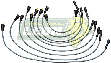 JUEGO CABLE BUJIA DODGE DART, CHARGER, CORONET, LeBARON, SUPER BEE Å1981, D100, 300, 350, 600, RAM CHARGER Å1992 8C. M.360 ENC. CONV. Y ELEC. 7mm