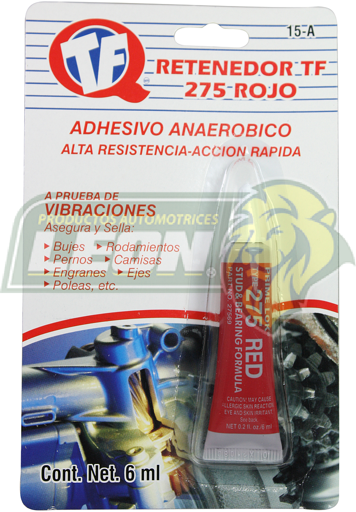 RETENEDOR TF-275 ROJO POTENCIA 3000 psi TUBO 6 ml