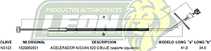 CHICOTE ACEL. PK-UP NISSAN 620 CON BUJE (sop. izquierdo)