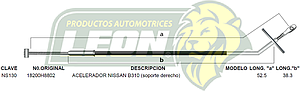 CHICOTE ACEL. NISSAN B310 (Sop. derecho)