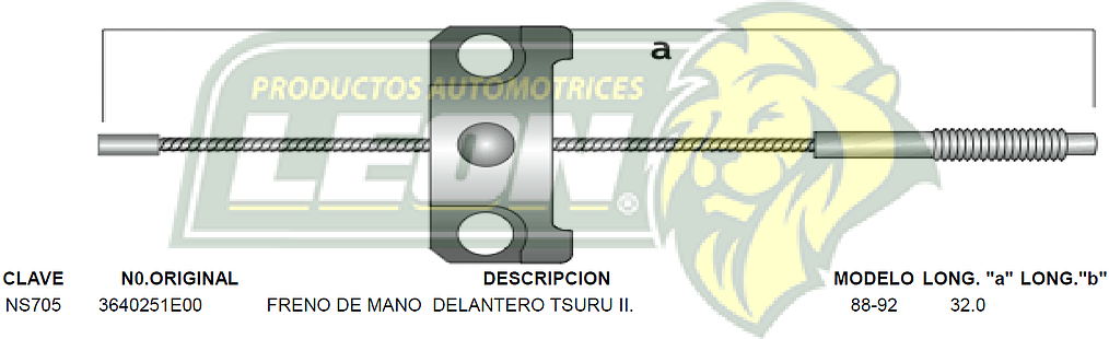 CHICOTE FRENO MANO DELANTERO TSURU II 88-92