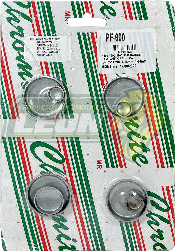 JUEGO SELLO MONOBLOCK VW M.1500, 1600, 1700, 1800 CARIBE, ATLANTIC 4 Cil.