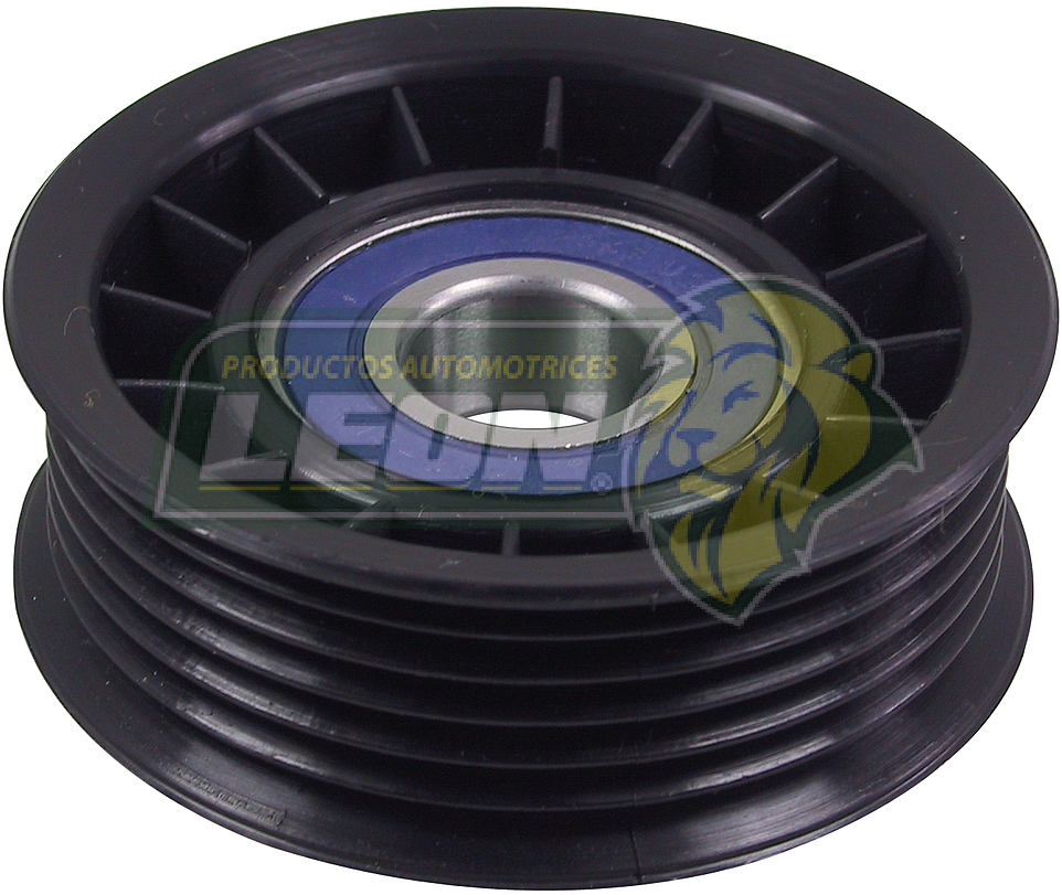 POLEA LOCA-TENSORA NAILON DOBLE CEJA 6 RANURAS FORD ESCAPE, ESCORT, EXPLORER, FOCUS, WINSDSTAR, G.M. BLAZER, C-1500, 2500, 3500, CAVALIER, SILVERADO, SONORA, SUBURBAN 97-03