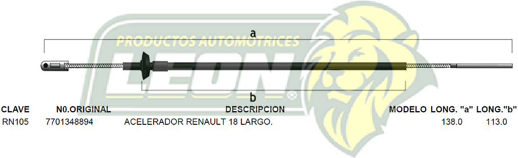 CHICOTE ACEL. RENAULT R18 LARGO