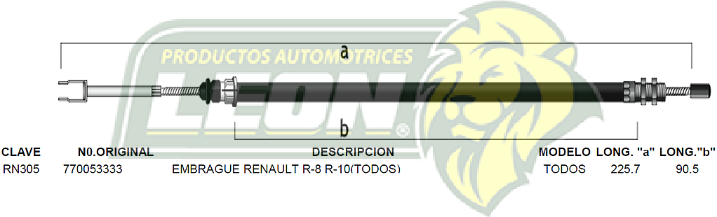CHICOTE EMBR. RENAULT R-8 R-10 TODOS