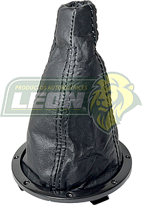 FUNDA PALANCA VELOCIDADES VW POINTER (PIEL) “BASE REDONDA NEGRA”