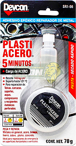 ADHESIVO CON CARGA DE ACERO PLASTIACERO SECADO RAPIDO 5 MIN. (PASTA) LATA 70 gr.