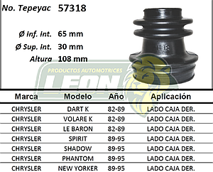 MACHETA L. CAJA CHRYSLER DART K, VOLARE K, LEBARON 82-89, SPIRIT, SHADOW, PHANTOM, NEW YORKER 89-95 (SÒLO HULE EN CAJA DE TEPEYAC) ***OFERTA POR LIQUIDACIÓN*