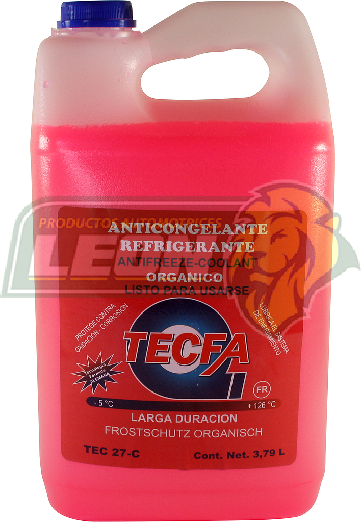 ANTICONGELANTE ORGANICO ROSA LARGA DURACION LISTO PARA USAR 3.785 Lt. -8°C-+123°C