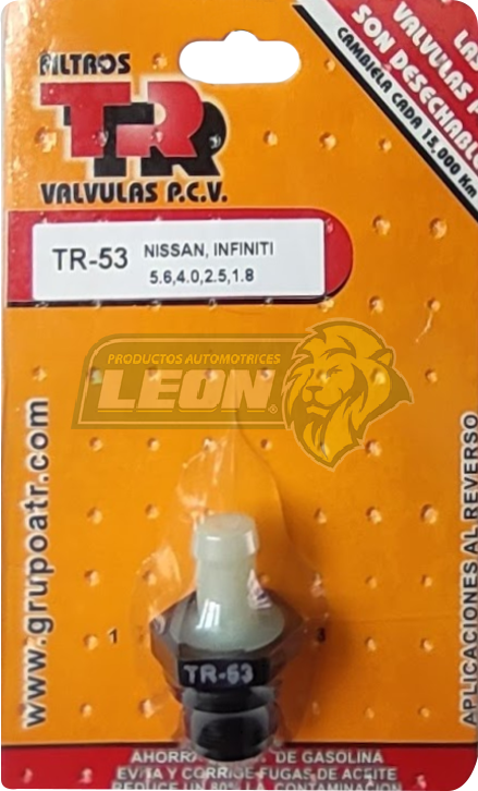 VALVULA PCV TR NISSAN SENTRA 2.5L L4 02-12, NP300 2.5L L4 16-20, NP300 FRONTIER 2.5L L4 16-20, URVAN NV350 2.5L L4 16-20, ALTIMA 2.5L L4 02-12, TITAN 5.6L V8 04-14, ARMADA 5.6L V8 05-14, ROGUE 2.5L L4 08-13, NV2500 5.6L V8 2013, FRONTIER 2.5L L4 05-14, PATHFINDER 5.6L V8 08-12, NV200 2.0L L4 13-16, NV3500 5.6L V8 12-14, INFINITI G25 2.5L V6 11-12, QX56 5.6L V8 04-10