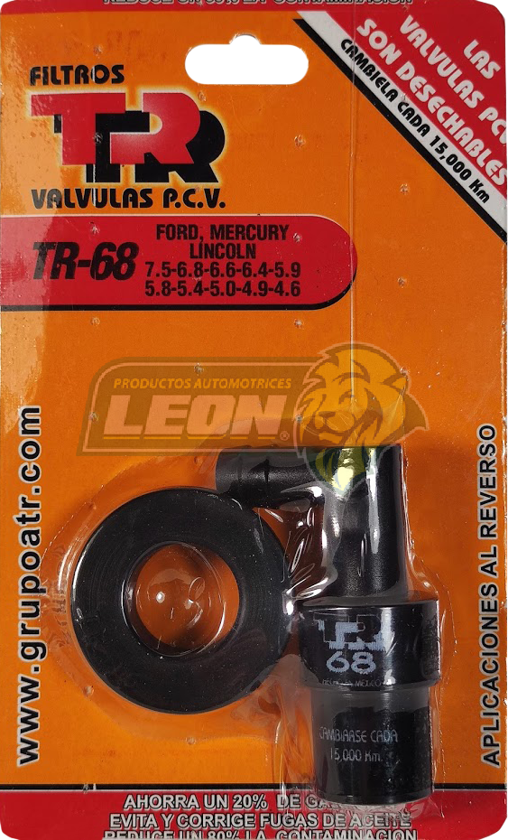 VALVULA PCV TR FORD GRAND MARQUIS 4.6L V8 92-02, 5.0L V8 82-84, THUNDERBIRD 5.0L V8 91-93, 4.6L V8 95-96 LINCOLN TOWN CAR 4.6L V8 91-02, 5.0L V8 86-90, MERCURY COUGAR 4.6L V8 94-95, 5.0L V8 86-88 1 VIA (INC. EMPAQUE)