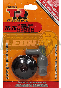 VALVULA PCV TR CHRYSLER TOWN & COUNTRY 3.8L V6 94-02, GRAND VOYAGER 3.8L V6 94-02, VOYAGER 3.3L V6 95-00, LEBARON 5.9L V8 78-81, VALIANT 3.7L L6 70-82, BARRACUDA 5.2L V8 67-69, DODGE CORONET 3.7L L6 70-71, DART 5.2L V8 79-82, MONACO 5.2L V8 70-77, DURANGO 5.9L V8 98-03, SHADOW TURBO 2.5L L4 88-94, SPIRIT TURBO 2.5L L4 90-95 (INC. EMPAQUE)
