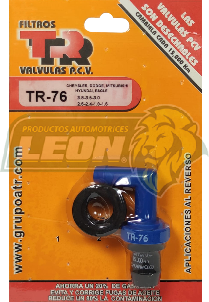 VALVULA PCV TR CHRYSLER CIRRUS 2.5L V6 96-00, HONDA ACCORD 2.3L L4 98-02, 3.0L V6 01-02, PRELUDE 2.1L L4 90-91, ODYSSEY 3.5L V6 00-01, ACULA CL 2.2L L4 1997, 2.3L L4 98-99, 3.0L V6 1999, INTEGRA 1.8L L4 92-93, NSX 3.2L V6 97-03, VIGOR 2.5L L5 92-94, GEO STORM 1.6L L4 90-93, ISUZU IMPULSE 1.6L L4 90-92, STYLUS 1.6L L4 1991, LEXUS ES250 2.5L V6 90-91, TOYOTA CAMRY 2.5L V6 88-91, 3.0L V6 1994, TERCEL 1.5L L4 87-90 (INC. EMPAQUE)