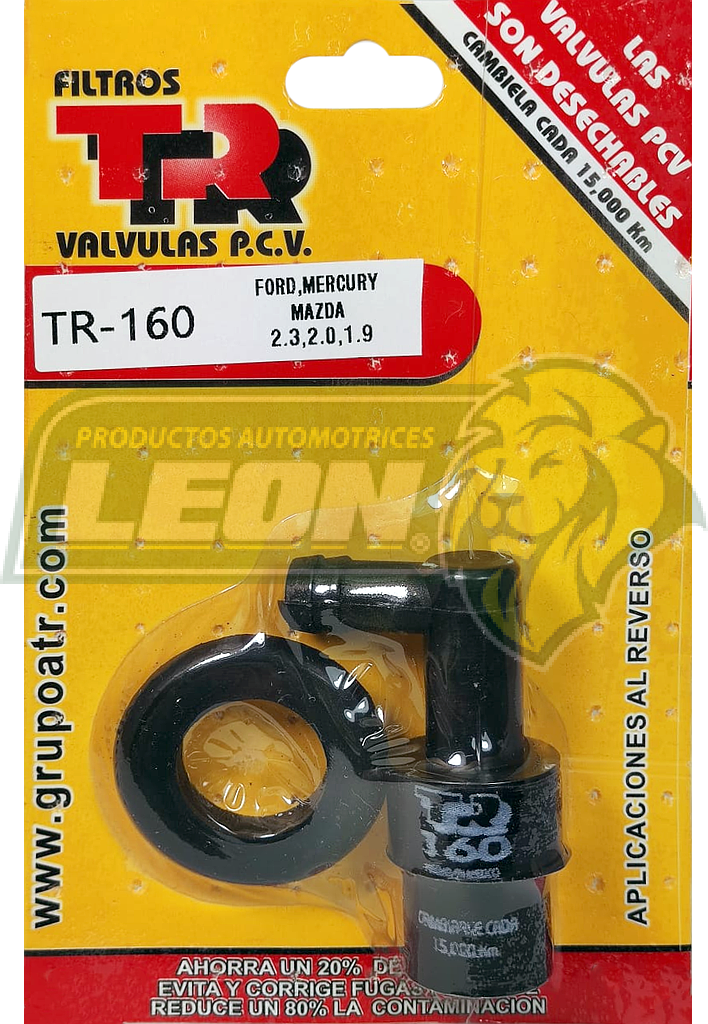 VALVULA PCV TR FORD CONTOUR 2.0L L4 96-00, ESCORT 1.9L L4 94-96, MERCURY TRACER 1.9L L4 92-96 (INC. EMPAQUE)