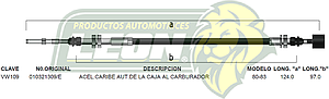 CHICOTE ACEL. GOLF, JETTA AUT. CAJA DE VELOC.-CARB. 86-91